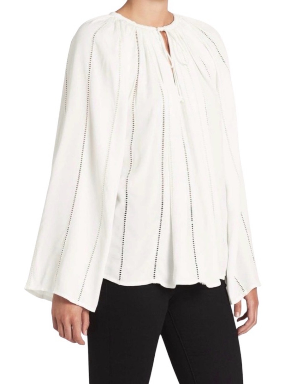 FRAME PEASANT STYLE LONG SLEEVE TOP OFF WHITE SIZE L